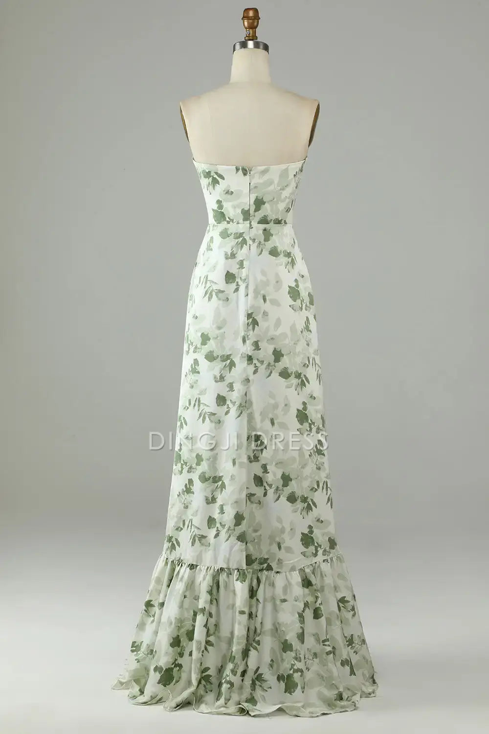 DingJiDress Hot Sale Prom Dress Sheath Strapless Asymmetrical Printed Retro Long Formal Dresses