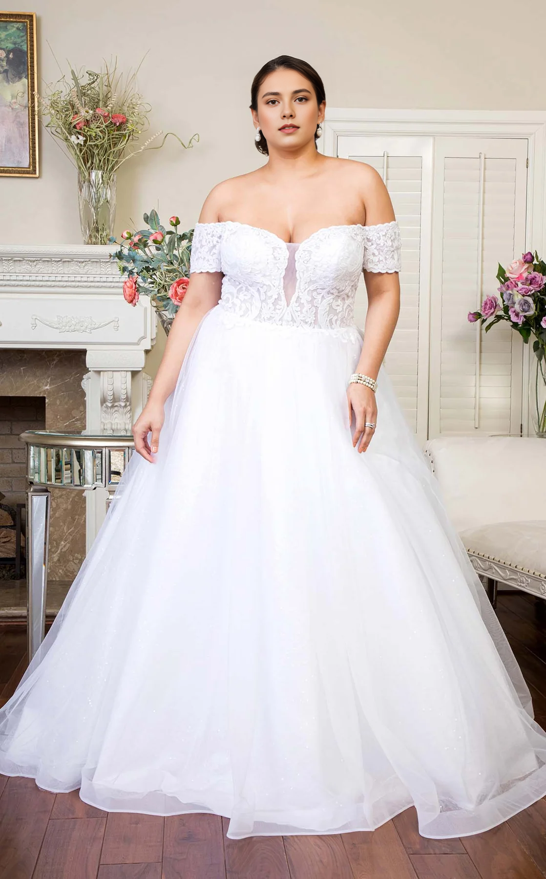 DingJiDress Hot Sale Wedding Dress Elegant A-line Off-shoulder Floral Embroidered Fashion Formal Wear Dresses