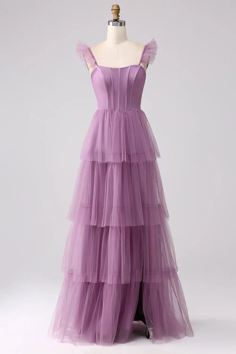 DingJiDress Hot Sale Prom Dress A-Line Spaghetti Strap Sweetheart Backless Tiered Ruched With Fork Exquisite Long Formal Dresses