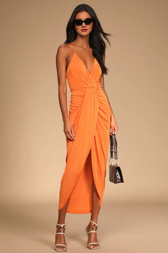 Dreamy Date Black Surplice Evening Dresses