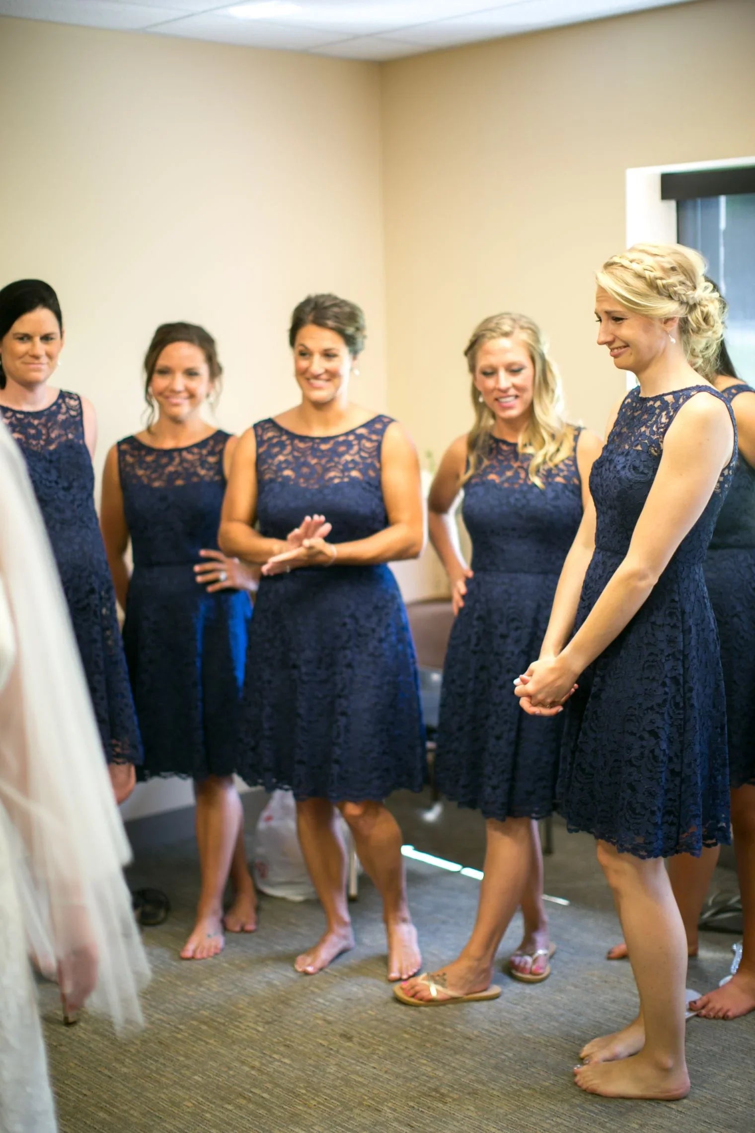 DingJiDress Bridesmaid Dresses Lace Wedding Guest Dresses Scoop Short