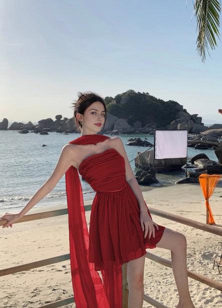 Lake blue A-line strapless chiffon short prom dress lake blue homecoming dress