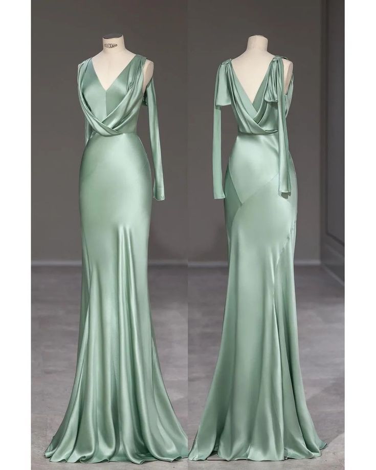 Mermaid Satin V-neck Long Prom Dress Dress Simple Evening Dress