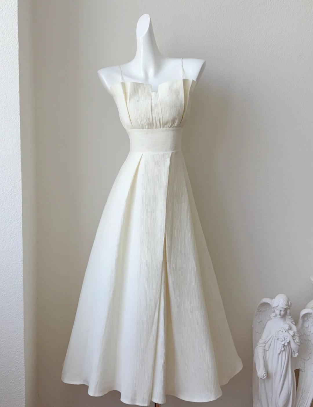 Beautiful Off-White Spaghetti Strap Prom Dresses Fashion Bridesmaid Dress