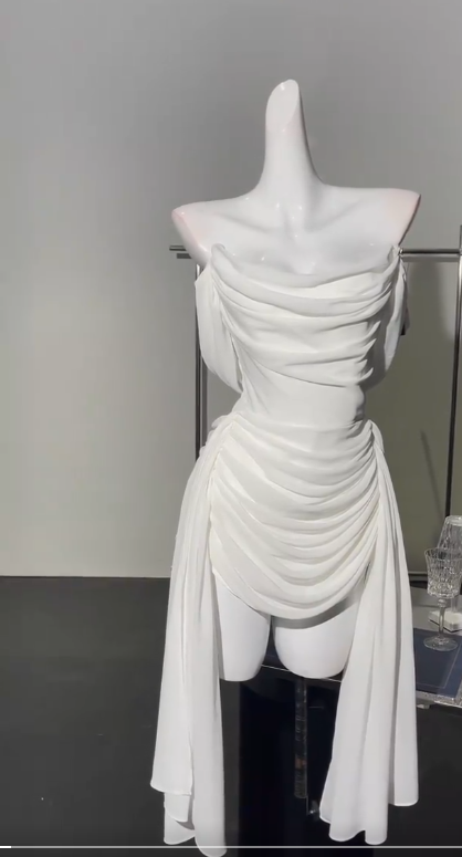 Elegant White Off Shoulder Sheath Chiffon Short Prom Dresses Fashion Homecoming Dresses