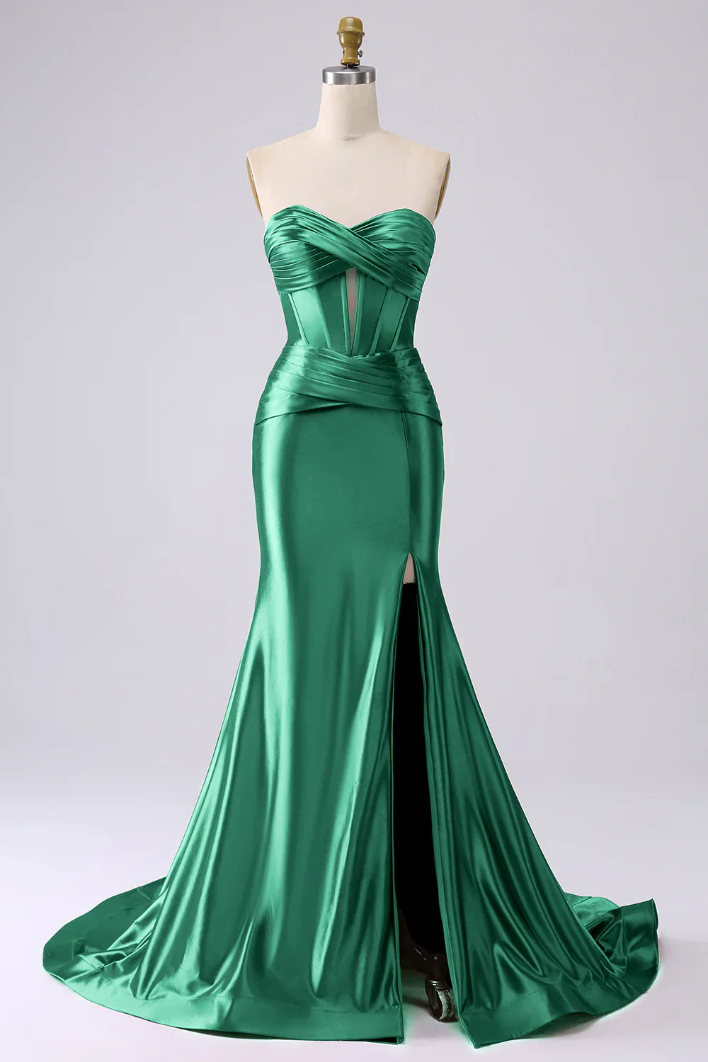 DingJiDress Sparkly Darrk Navy Mermaid Sweetheart Corset Long Prom Dress with Slit