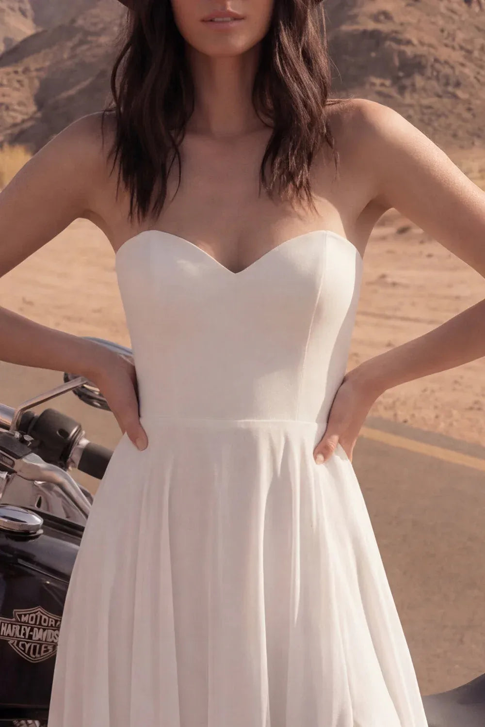 Edgy A-Line Sweetheart Ruffled Slit White Maxi Wedding Dress Hot Sale