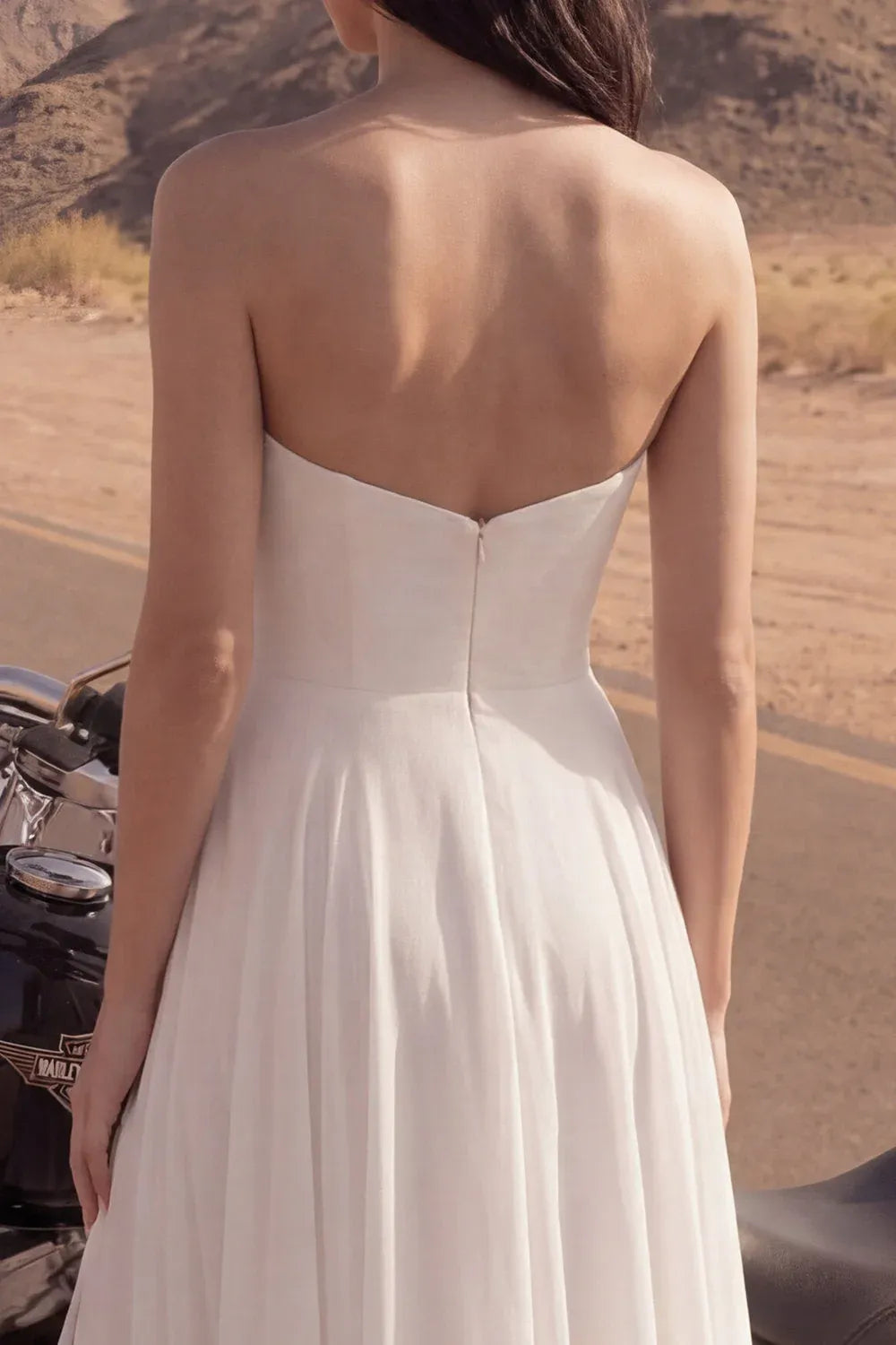 Edgy A-Line Sweetheart Ruffled Slit White Maxi Wedding Dress Hot Sale