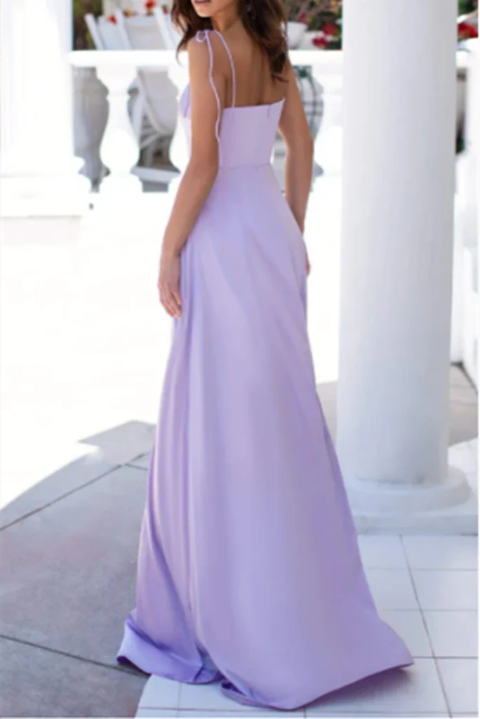 DingJiDress Long Prom Dresses Elegant Straps Square Sleeveless A-Line Zipper Floor-Length
