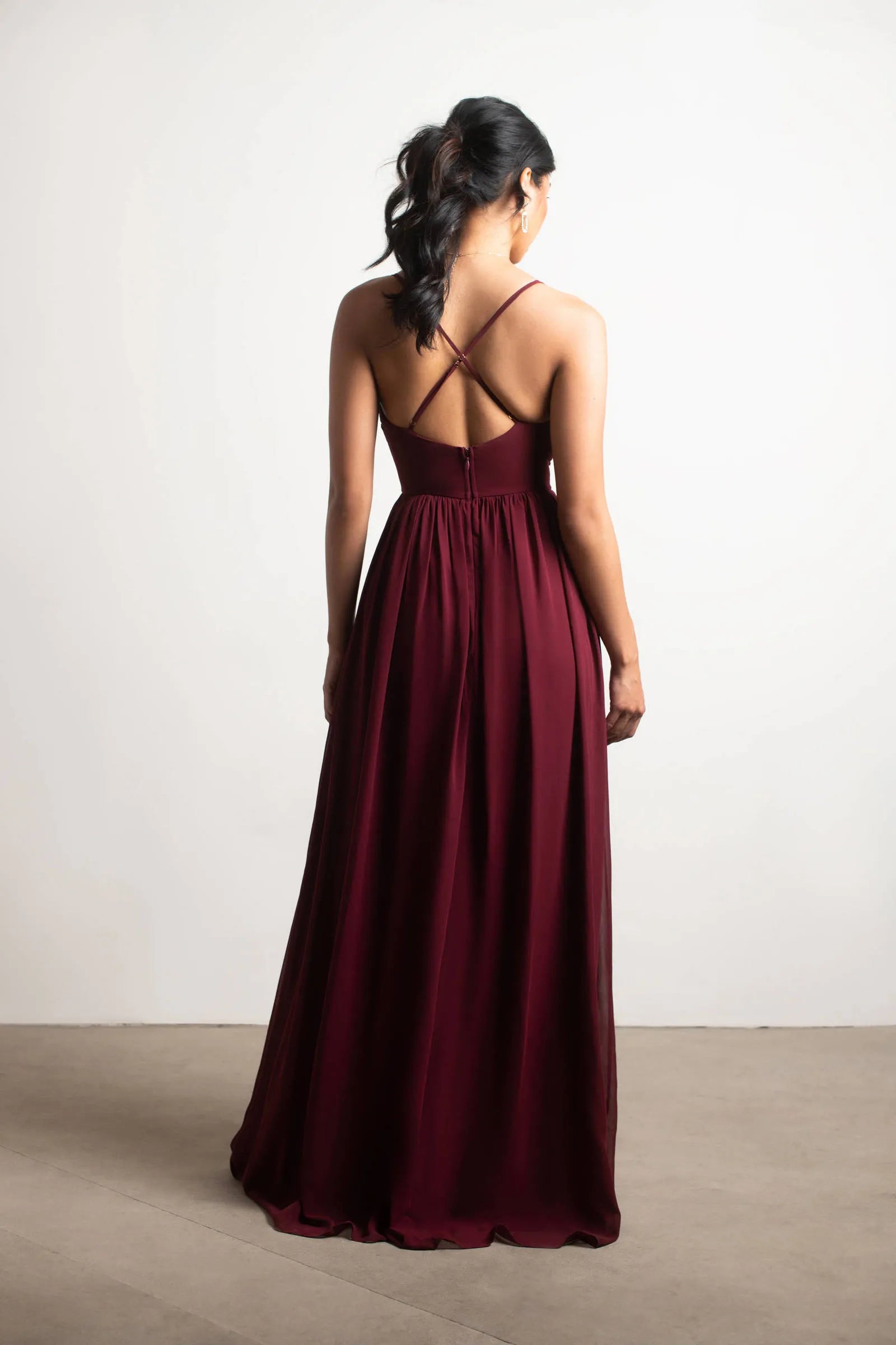 Elegant A-Line Deep V-Neck Sleeveless Crisscross Back Lace Up High-Slit Floor-Length Prom Dresses