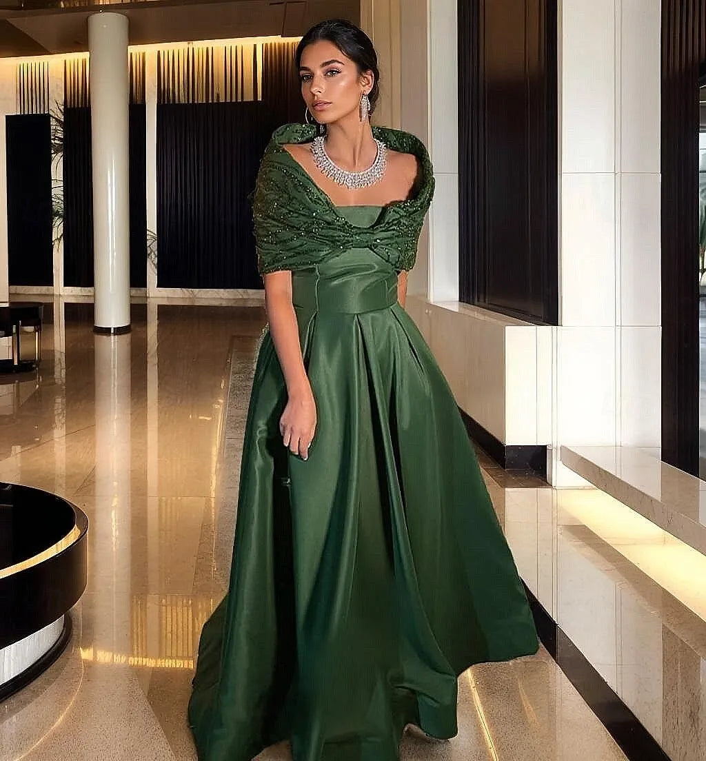 Elegant A-Line Off Shoulder Sequin Bow Navy Blue Floor Length Evening Dress For Sale