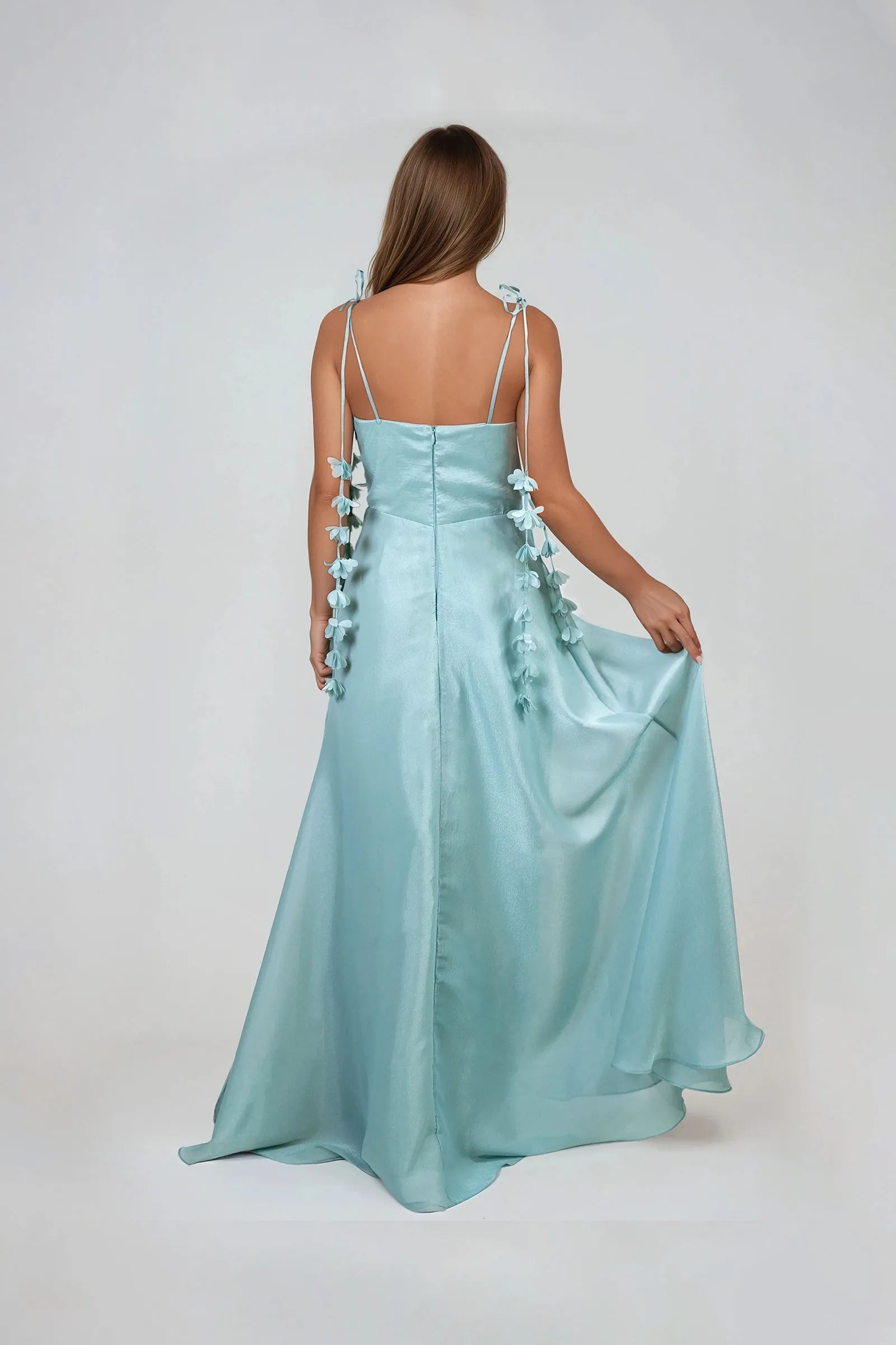 Elegant A-Line Sweetheart Neck Sleeveless Floral-Embellished Back Zip Floor-Length Prom Dresses Hot Sale