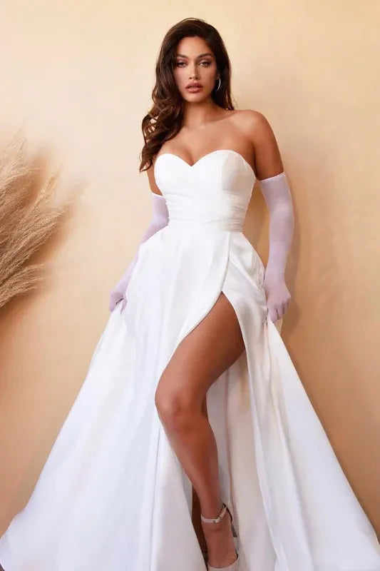 Elegant A-line Sweetheart Sleeveless Ruched White Floor-length Prom Dress for Women Ready to Ship