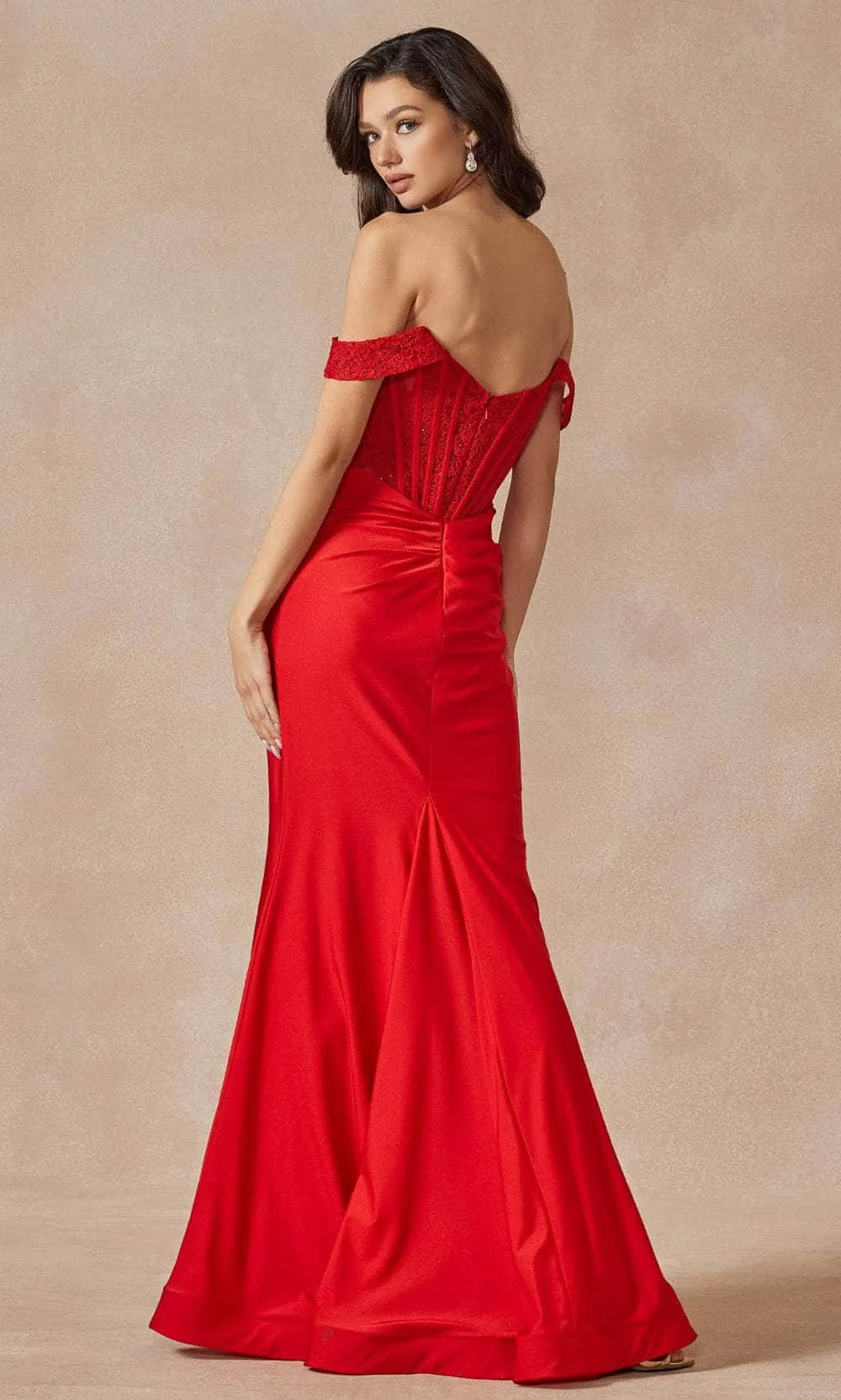 Elegant Black Off - Shoulder Evening Dresses with Lace Corset Bodice and Stretch Crepe Skirt  Perfect for Formal Galas and Special Occasions