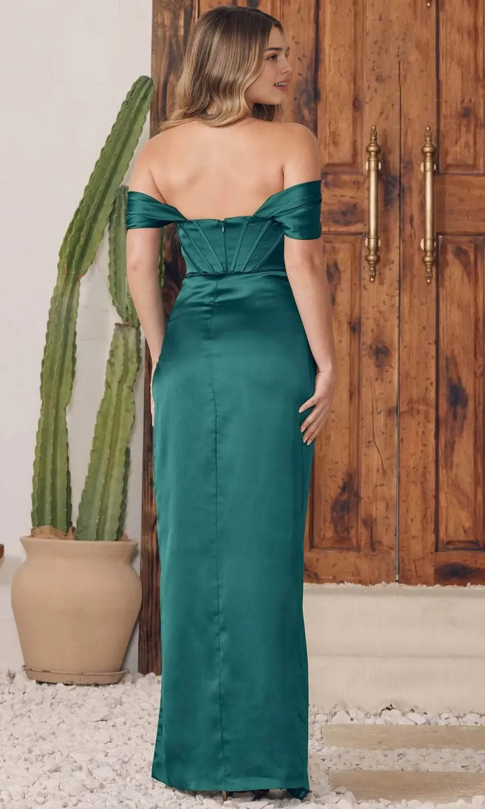Elegant Black Satin Off - Shoulder Evening Dresses with Corset Bodice Ruched Skirt and High Side Slit