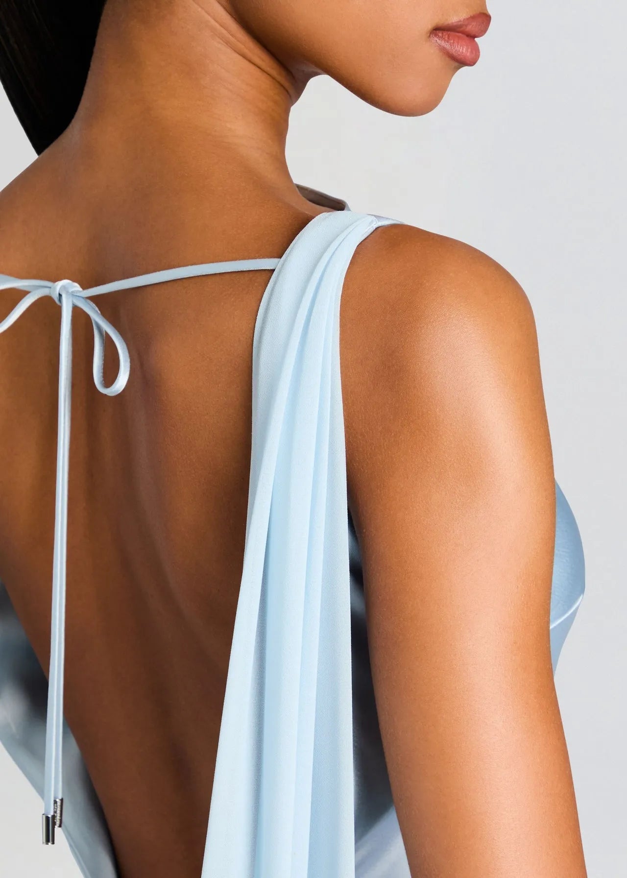 Elegant Blue Mermaid Strapless Sleeveless Draped Backless Floor-Length Prom Dresses Hot Sale