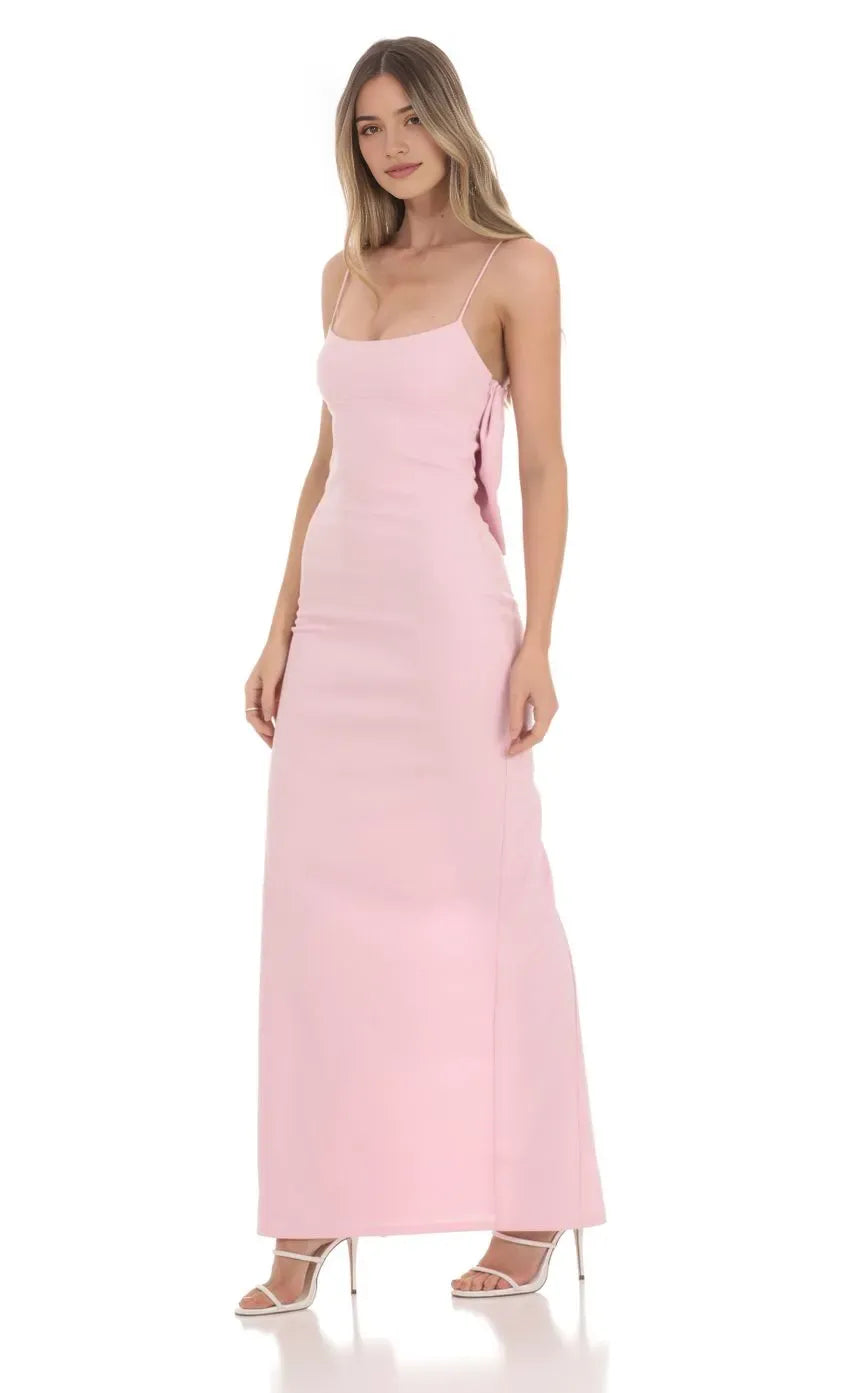 Elegant Blush Pink Square Neck Prom Dress with Side Bow Details Bodycon Silhouette  Timeless Grace for Formal Galas