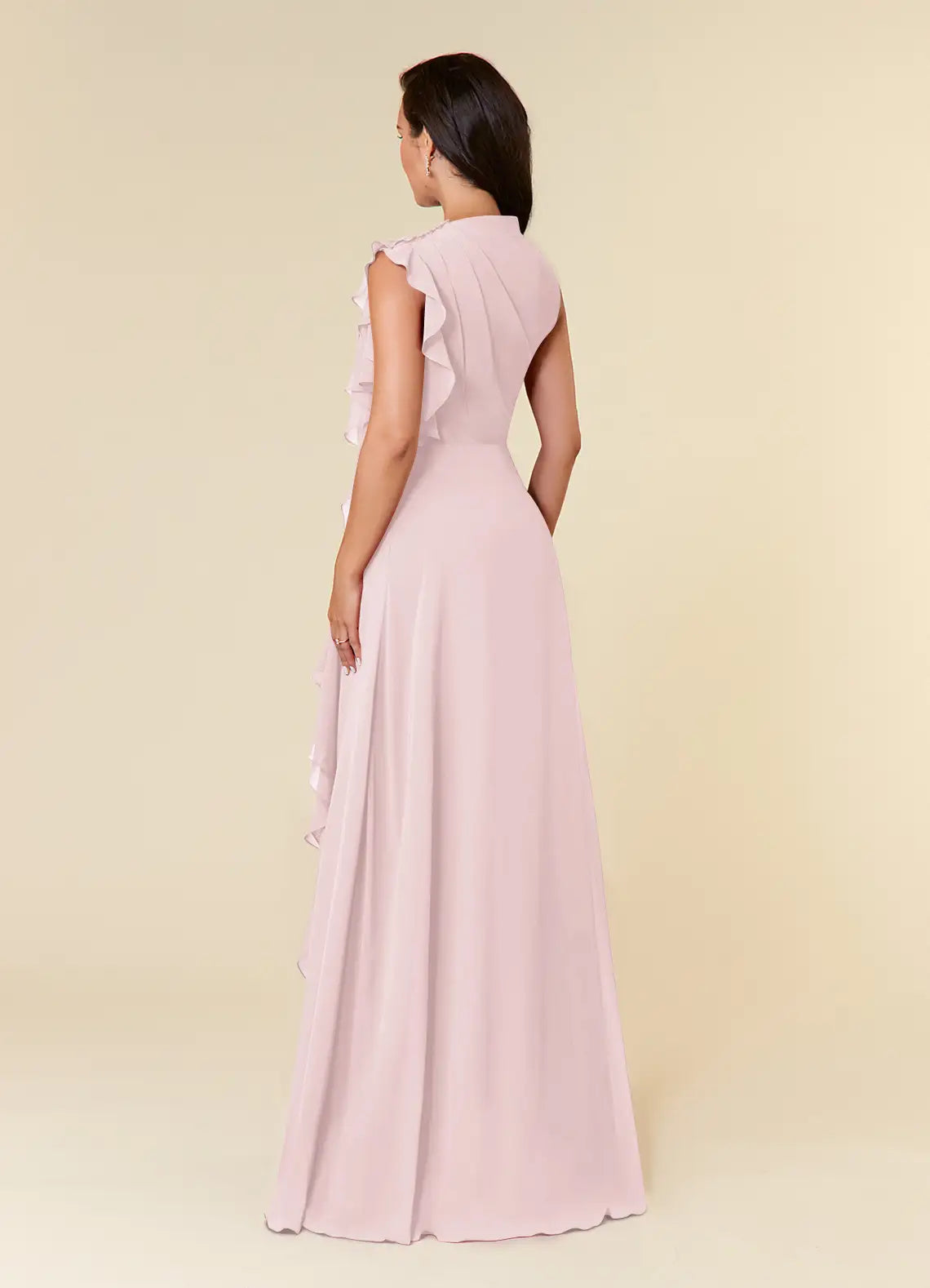 Elegant Blushing Pink A-Line High Neckline Pleated Mother of the Bride Dresses One - Shoulder Ruffled Detailing Floor  Length Skirt