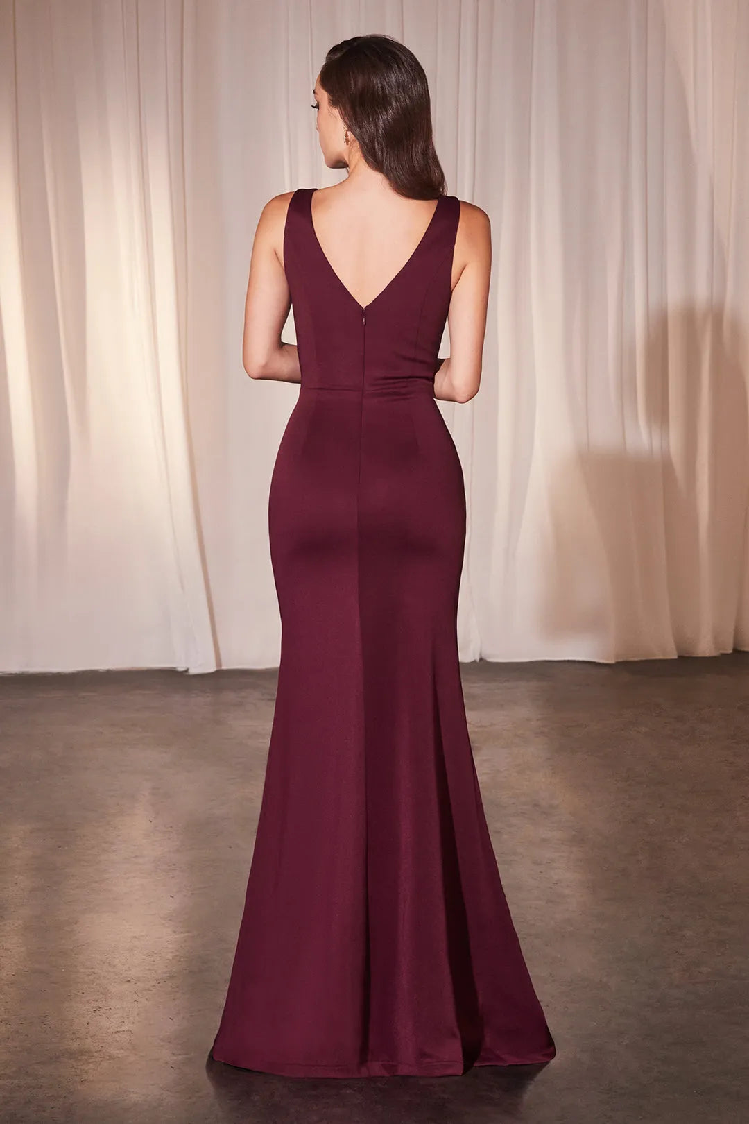 Elegant Burgundy Satin Prom Gown with Asymmetric Ruffles and High Side Slit  A Timeless Statement for Formal Affairs
