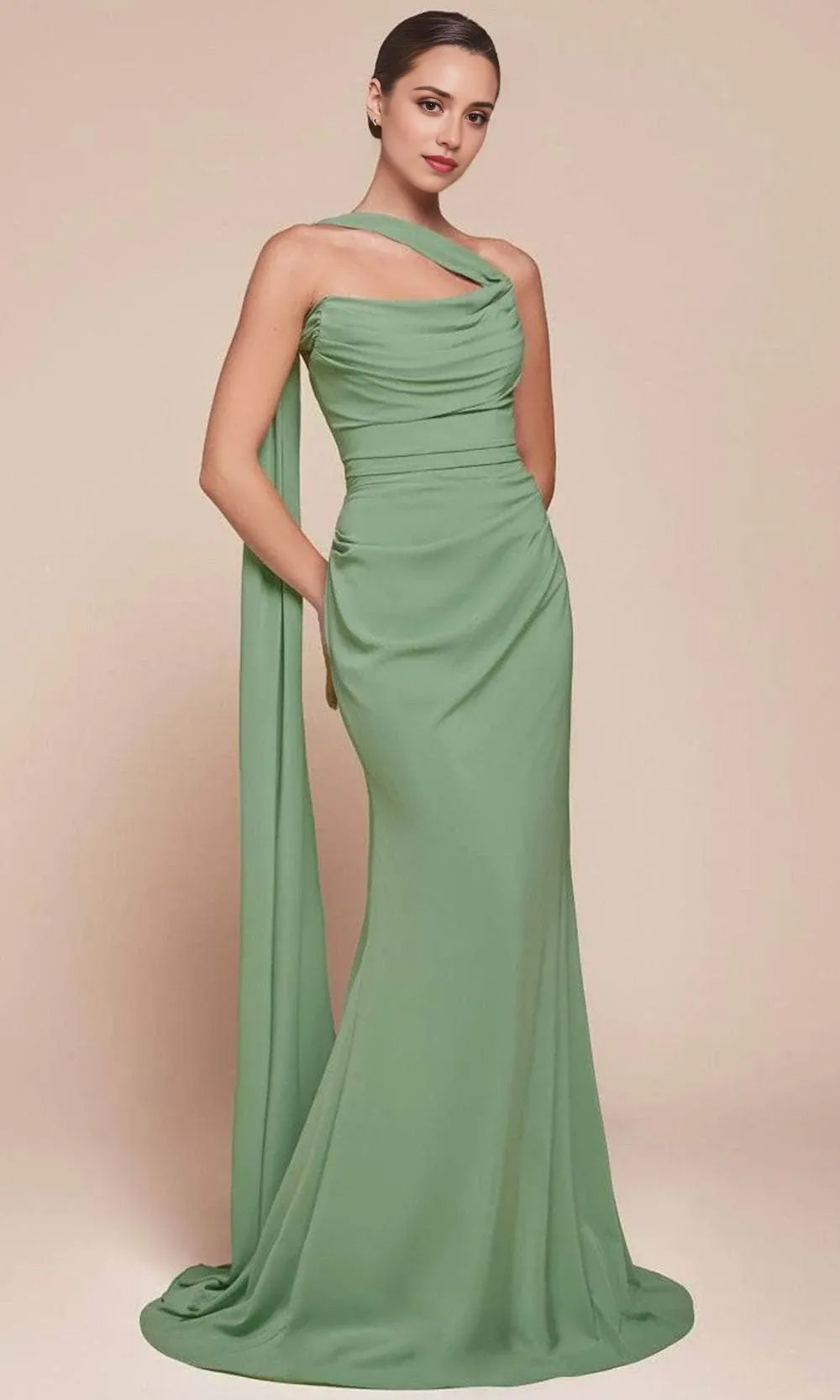 Elegant Burgundy Strapless Draped Evening Gown with Asymmetric Sleeves Perfect for Proms & Formal Balls