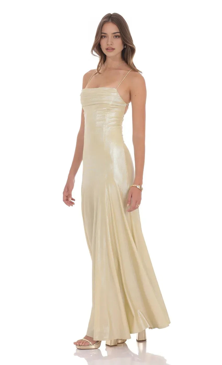 Elegant Champagne - Gold Prom Dress with Thin Straps Ruched Bandeau Neckline Mermaid Silhouette  Perfect for Glamorous Nights