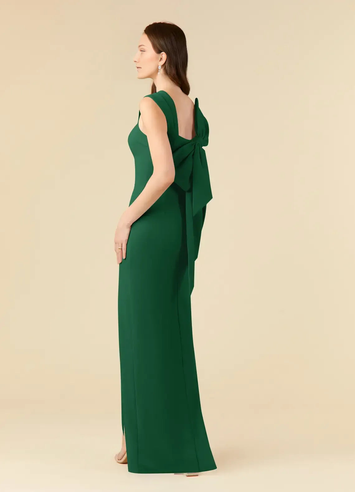 Elegant Dark Green Sheath Hot Sale Mother of the Bride Dresses with Square Neckline Asymmetric Strap Detail Bodycon and Side Slit