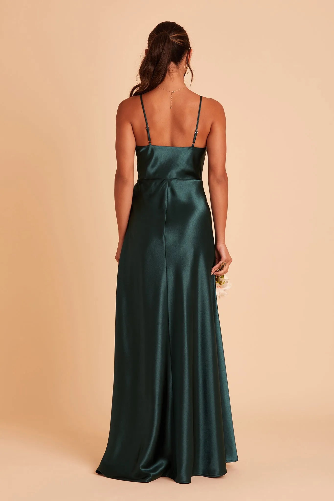 Elegant Emerald Green Satin Ball Gown Cowl Neck Spaghetti Straps Side Slit for Formal Galas and Prom Dresses
