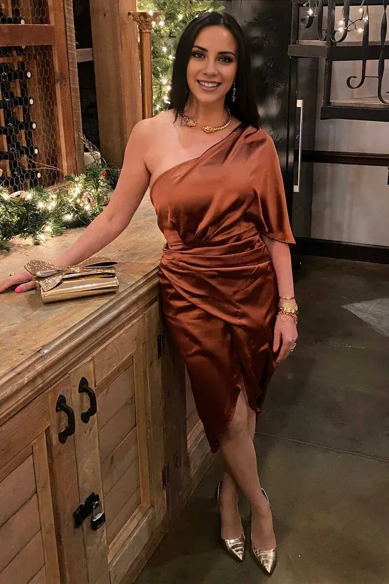 Elegant Green One-Shoulder Mother of the Bride Dresses