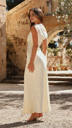 Elegant Ivory Satin Prom Dress One - Shoulder Draped Detail Floor  Length Silhouette for a Dreamy Sophisticated Look
