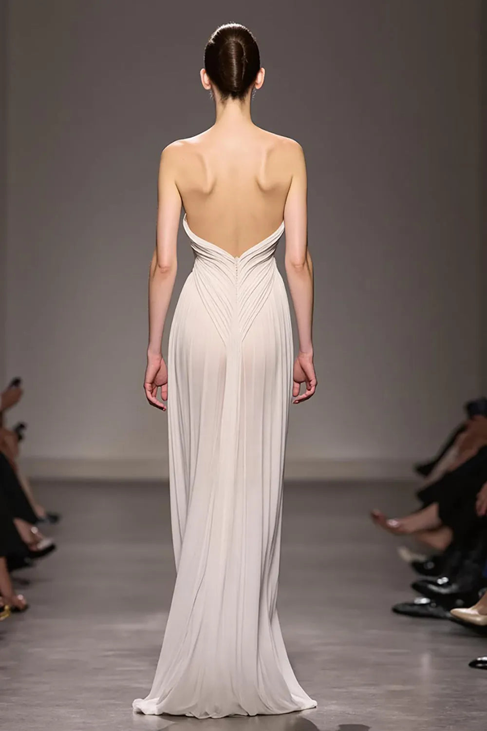 Elegant Ivory Sweetheart Sheath Ruched Long Evening Dress