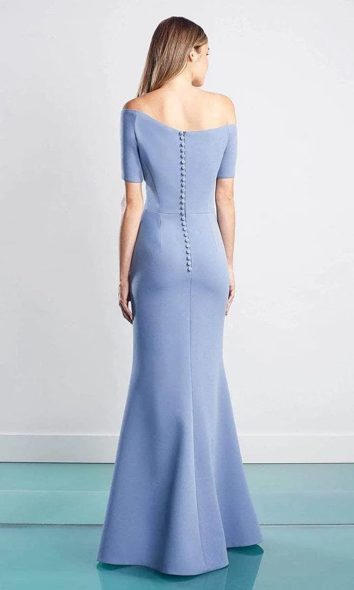 Elegant Light Blue One - Shoulder Evening Dresses Asymmetric Panel Design and Mermaid Fit to Elevate Your Night