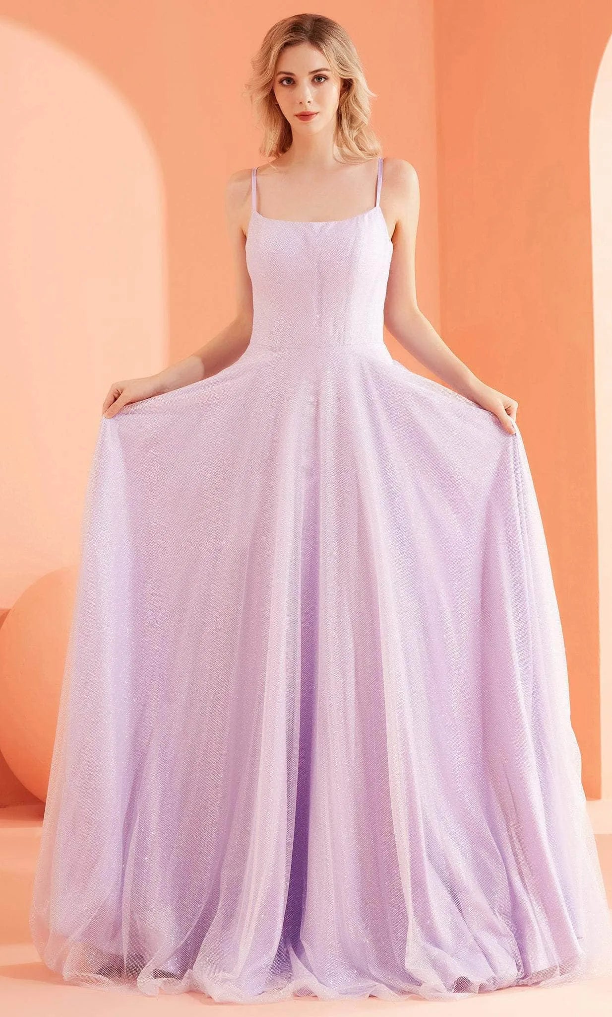 Elegant Light Blue Sparkle Tulle Evening Dresses featuring Spaghetti Straps Square Neck and Flowy A - Line Silhouette to Elevate Your Night