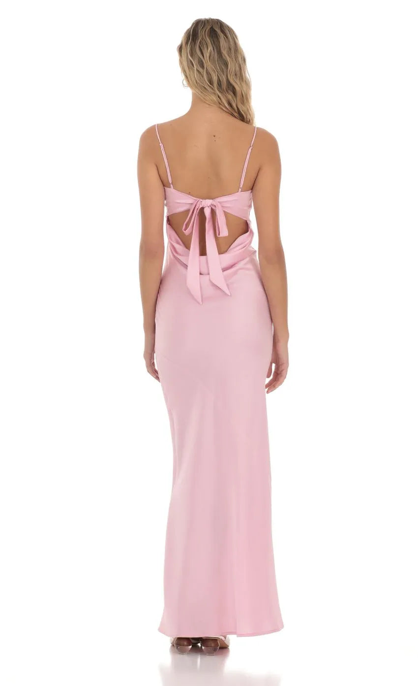 Elegant Light Pink Satin Slip Prom Dress with Thin Spaghetti Straps and Bodycon Silhouette Perfect for Formal Evening Events and Prom Night