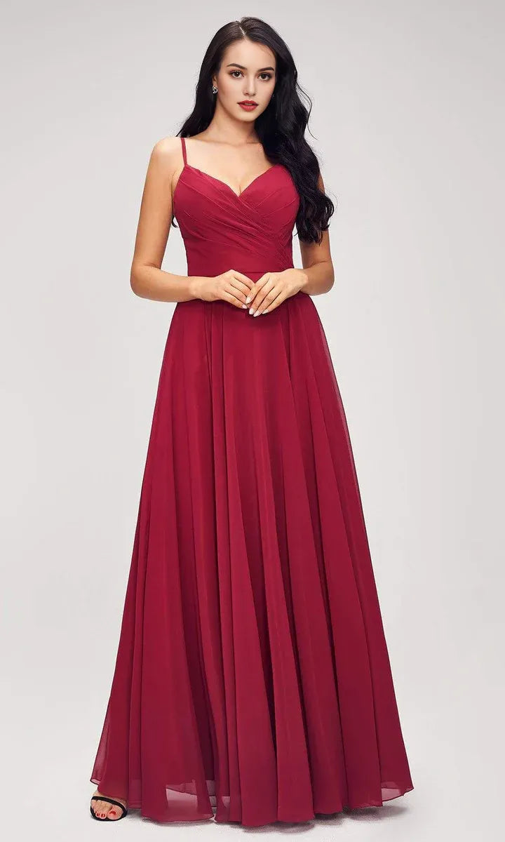 Elegant Lilac Chiffon Evening Dresses with V  Neckline Ruched Bodice and Flowing A Line Skirt  Ideal for Formal Events Weddings and Galas