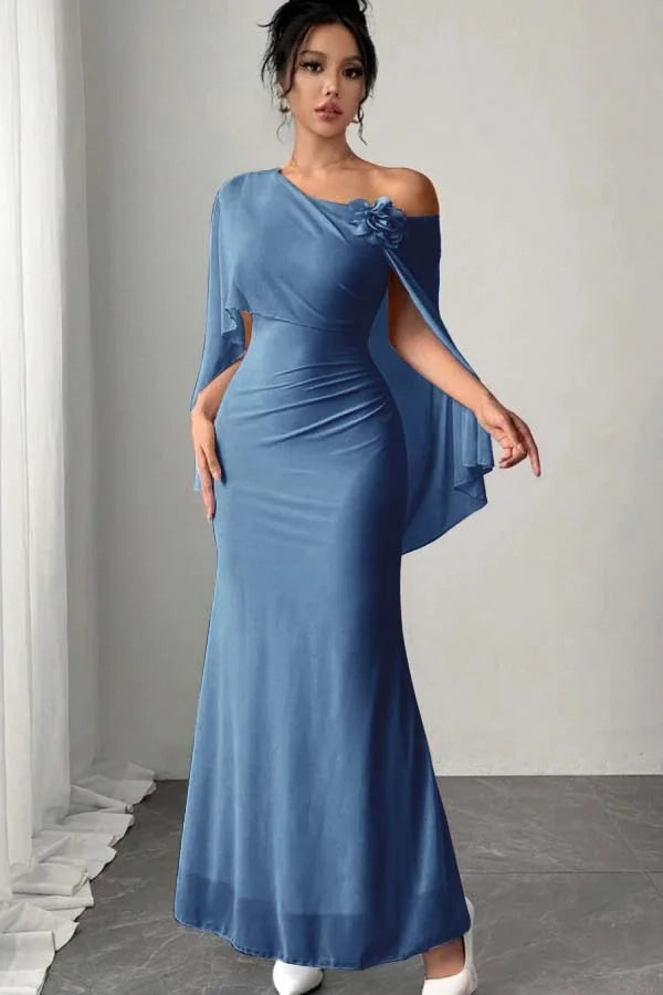 Elegant Mermaid One-Shoulder Floral Floor-Length Prom Dress
