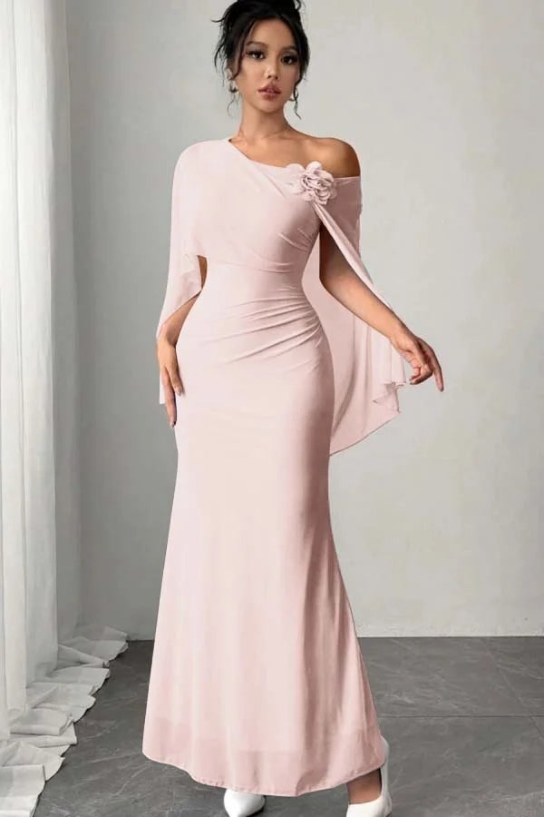 Elegant Mermaid One-Shoulder Floral Floor-Length Prom Dress