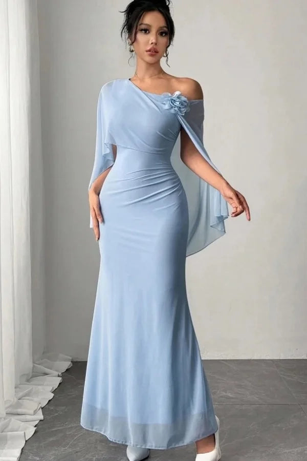 Elegant Mermaid One-Shoulder Floral Floor-Length Prom Dress
