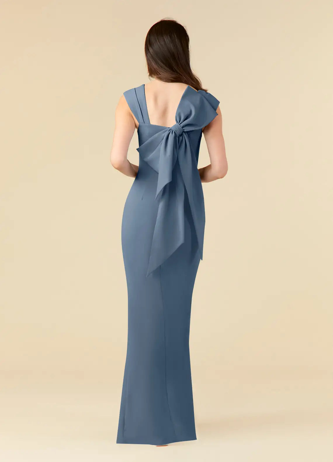 Elegant Mermaid Square-Neck Cap-Sleeve Bow-Back Floor-Length Mother of the Bride Dress