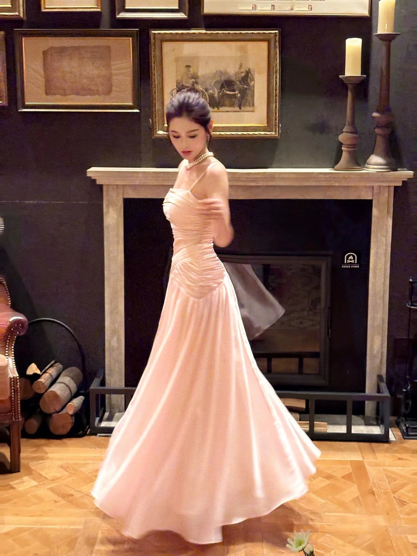 Elegant Mermaid Square Neck Sleeveless Ruched Blush Maxi Prom Dress