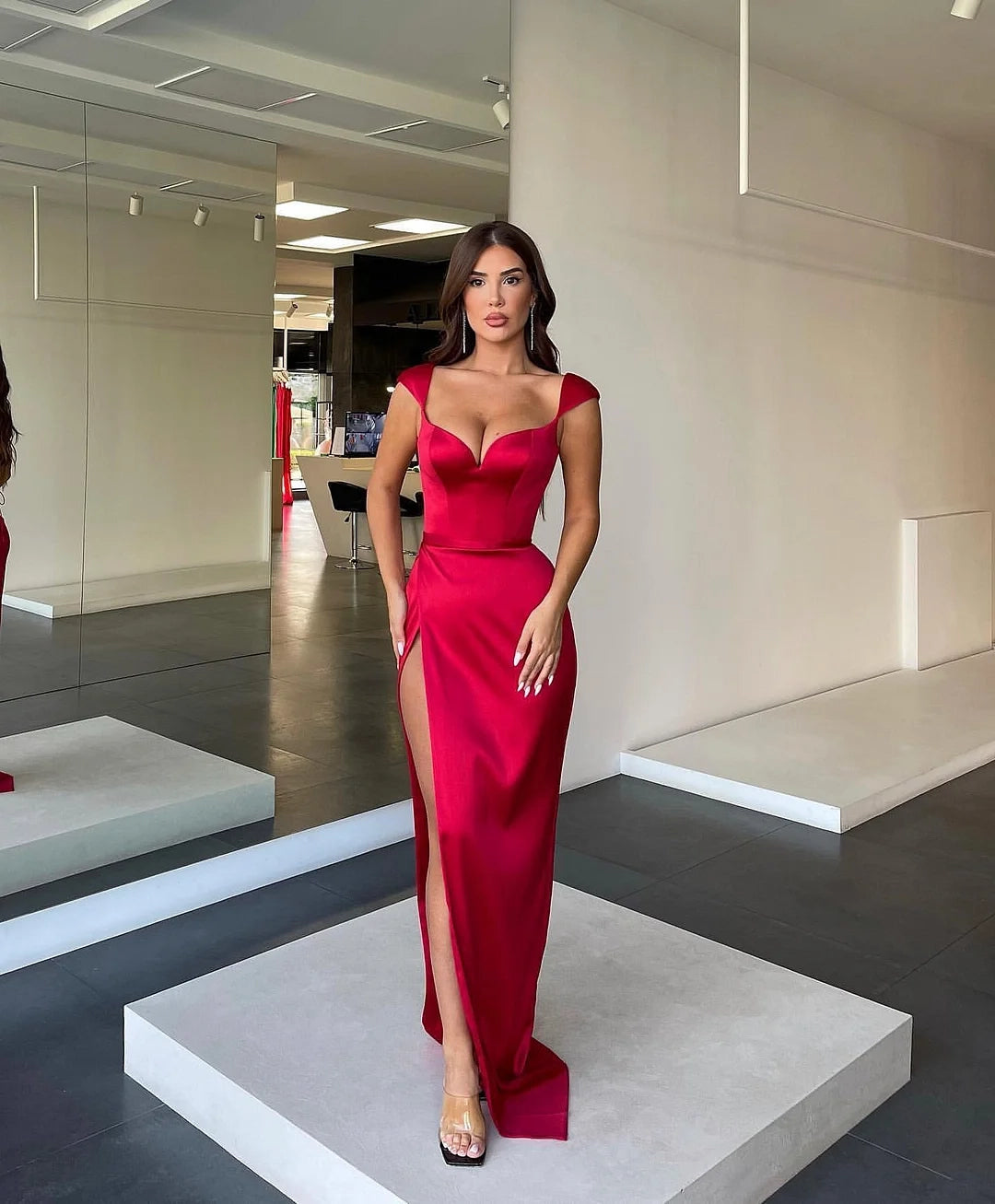 Elegant Mermaid Sweetheart Cap Sleeve Maxi Party Dress