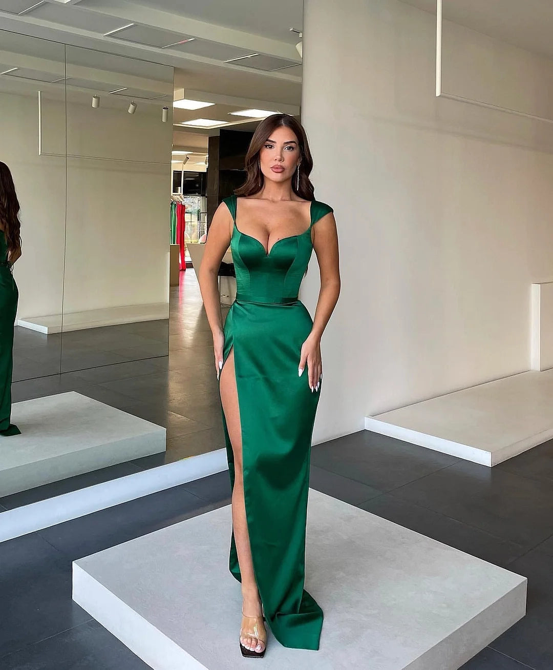 Elegant Mermaid Sweetheart Cap Sleeve Maxi Party Dress