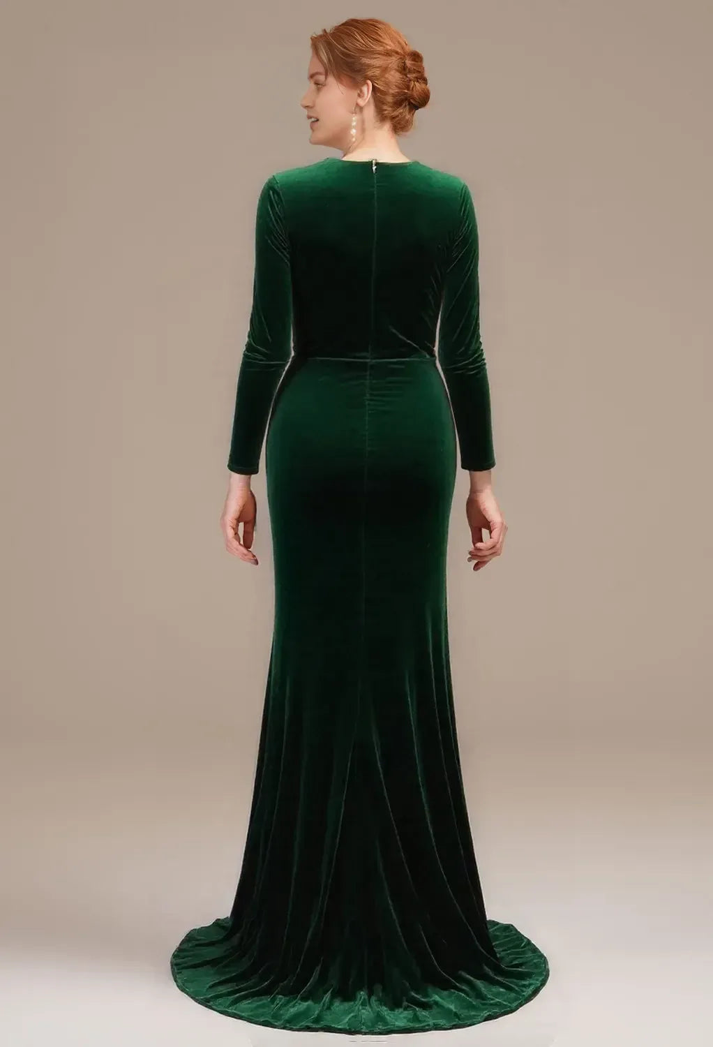 Elegant Mermaid Sweetheart Neck Long Sleeve Zipper Back Long Floor-Length Mother Of The Bride Dresses with Slit
