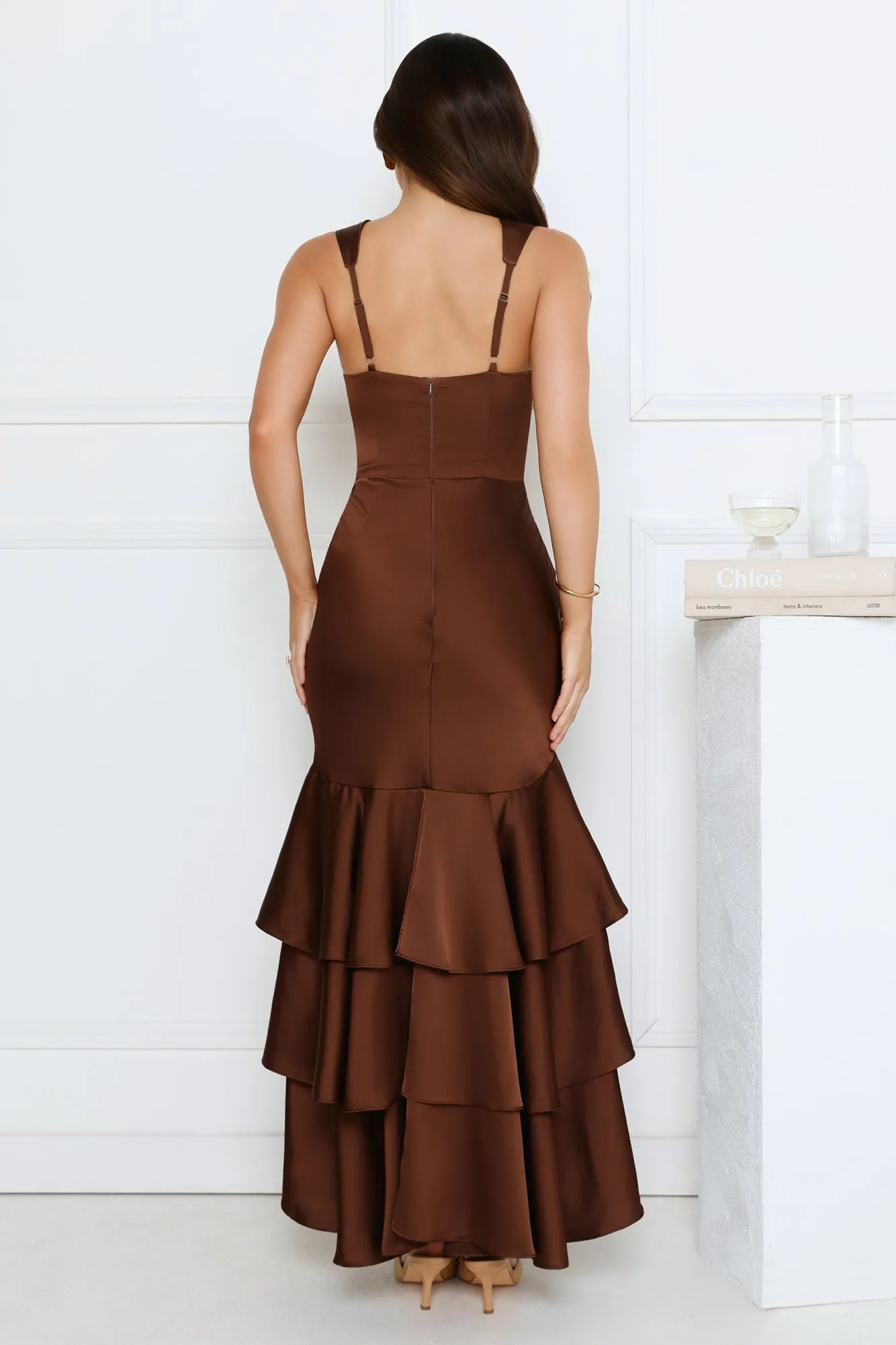 Elegant Mermaid Sweetheart Neck Sleeveless Back Zip High-Low Tiered Ruffle Satin Prom Dresses