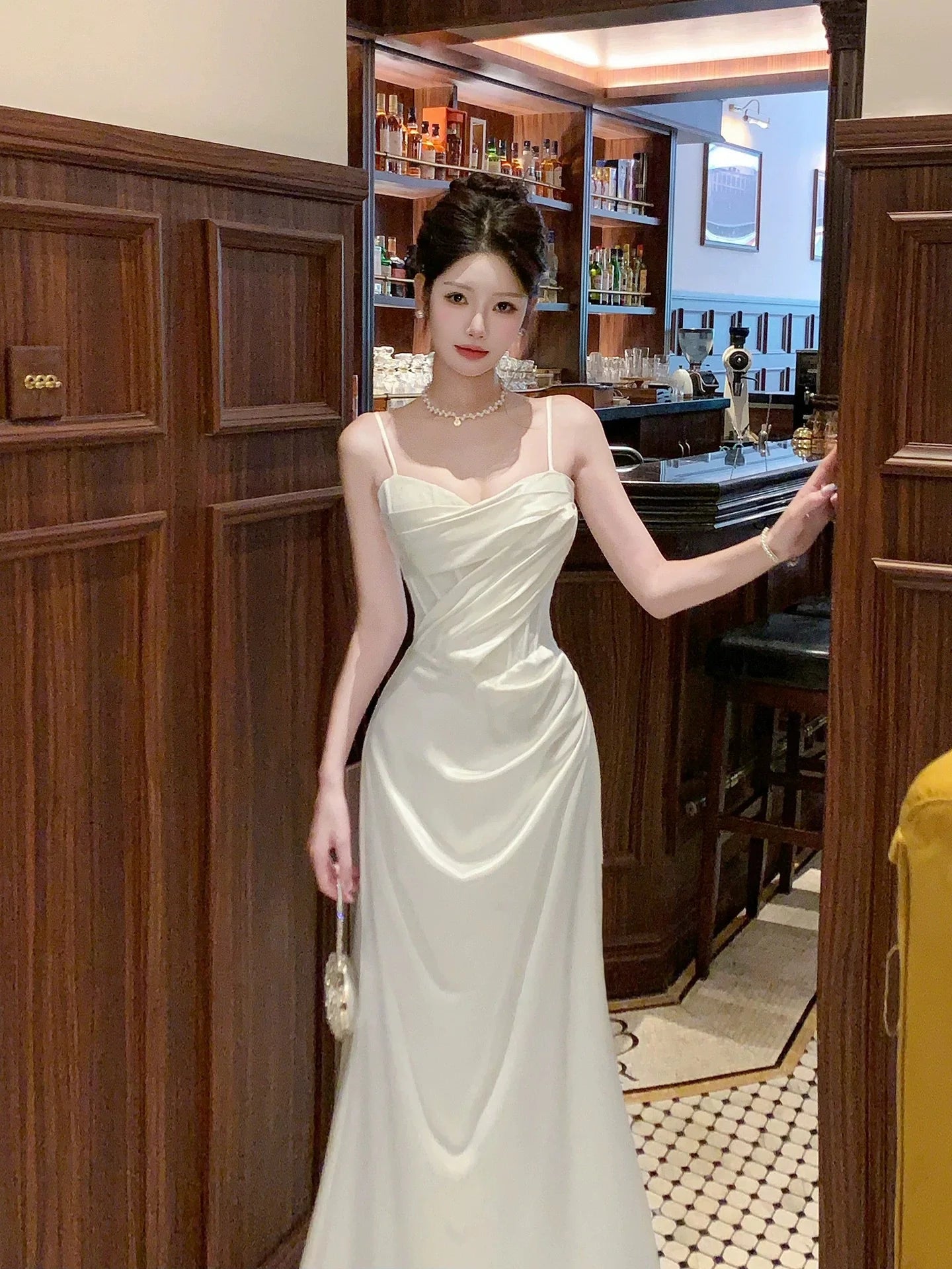 Elegant Mermaid Sweetheart Neck Sleeveless Ruched Ivory Maxi Prom Dress