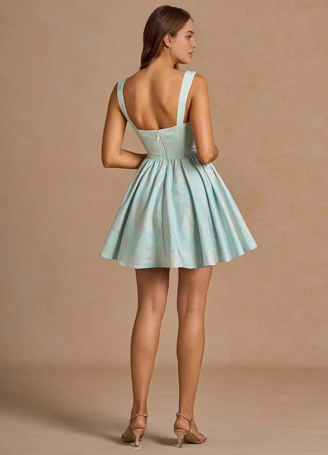 Elegant Mint Green Homecoming Dress Square Neck Corset Bodice Flared Skirt for a Polished Timeless Vibe
