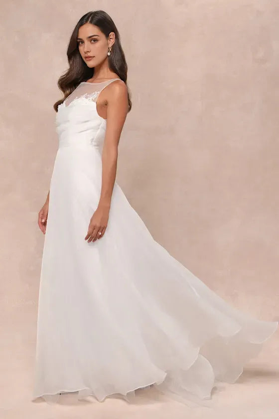 Elegant Navy Blue Chiffon Tiered Evening Dresses with Surplice V - Neck Flutter Sleeves Perfect for Dreamy Garden Galas