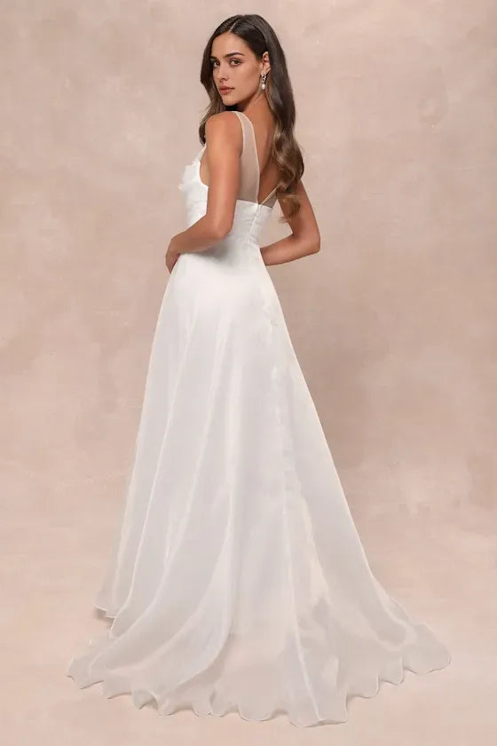 Elegant Navy Blue Chiffon Tiered Evening Dresses with Surplice V - Neck Flutter Sleeves Perfect for Dreamy Garden Galas
