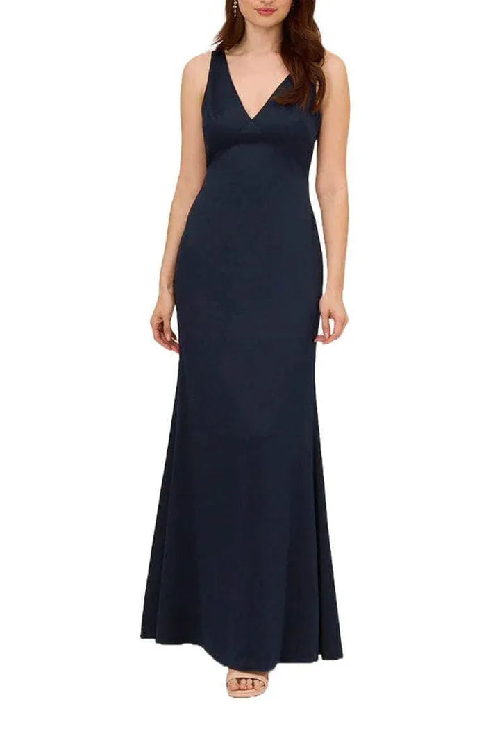 Elegant Navy Blue Mermaid Evening Dresses featuring Plunging V - Neck and Flowy Fit to Elevate Your Night