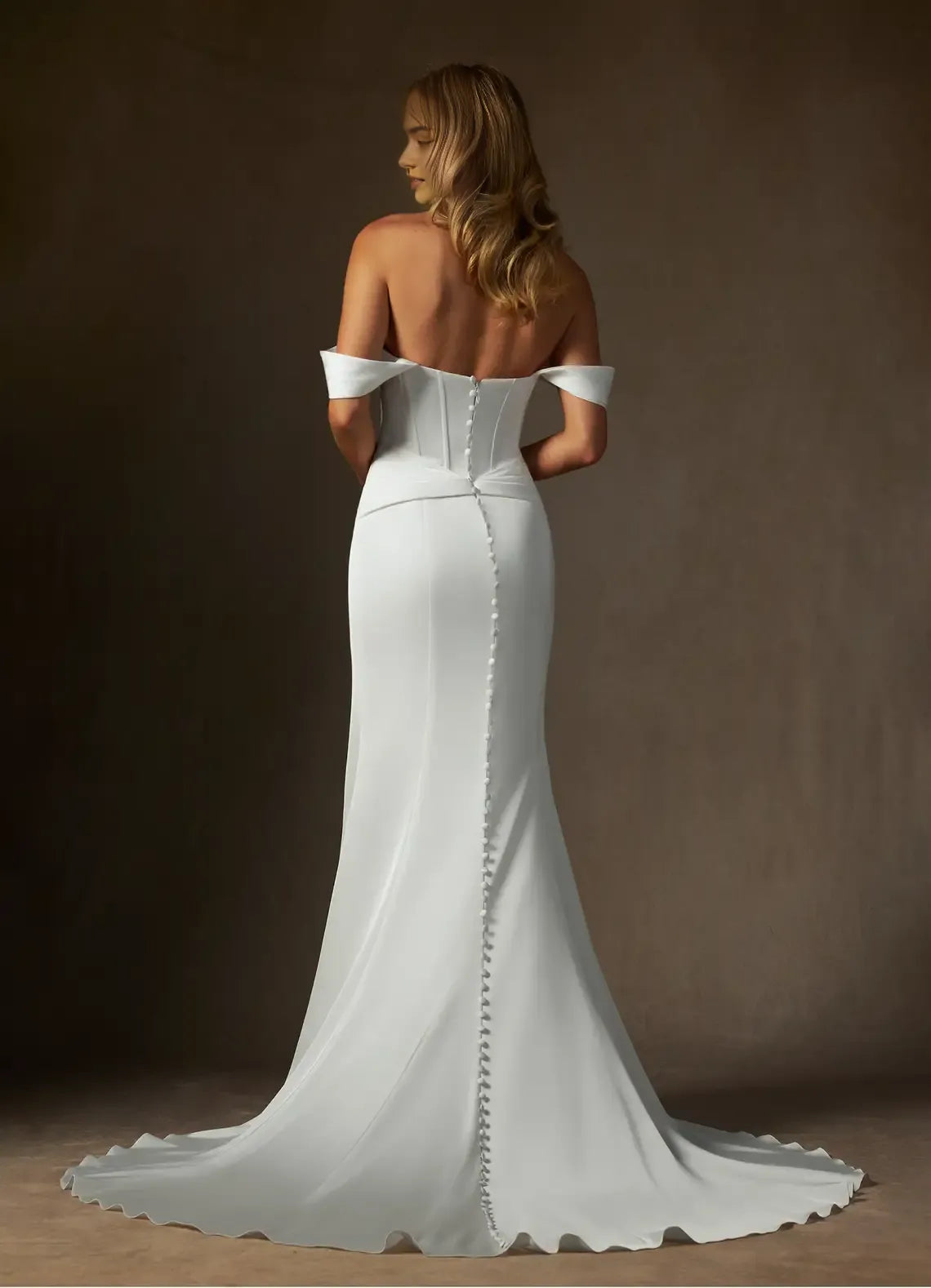 Elegant Off - Shoulder White Mermaid Strapless Satin Wedding Dress Ruched Bodice High Slit Corset Detailing Train