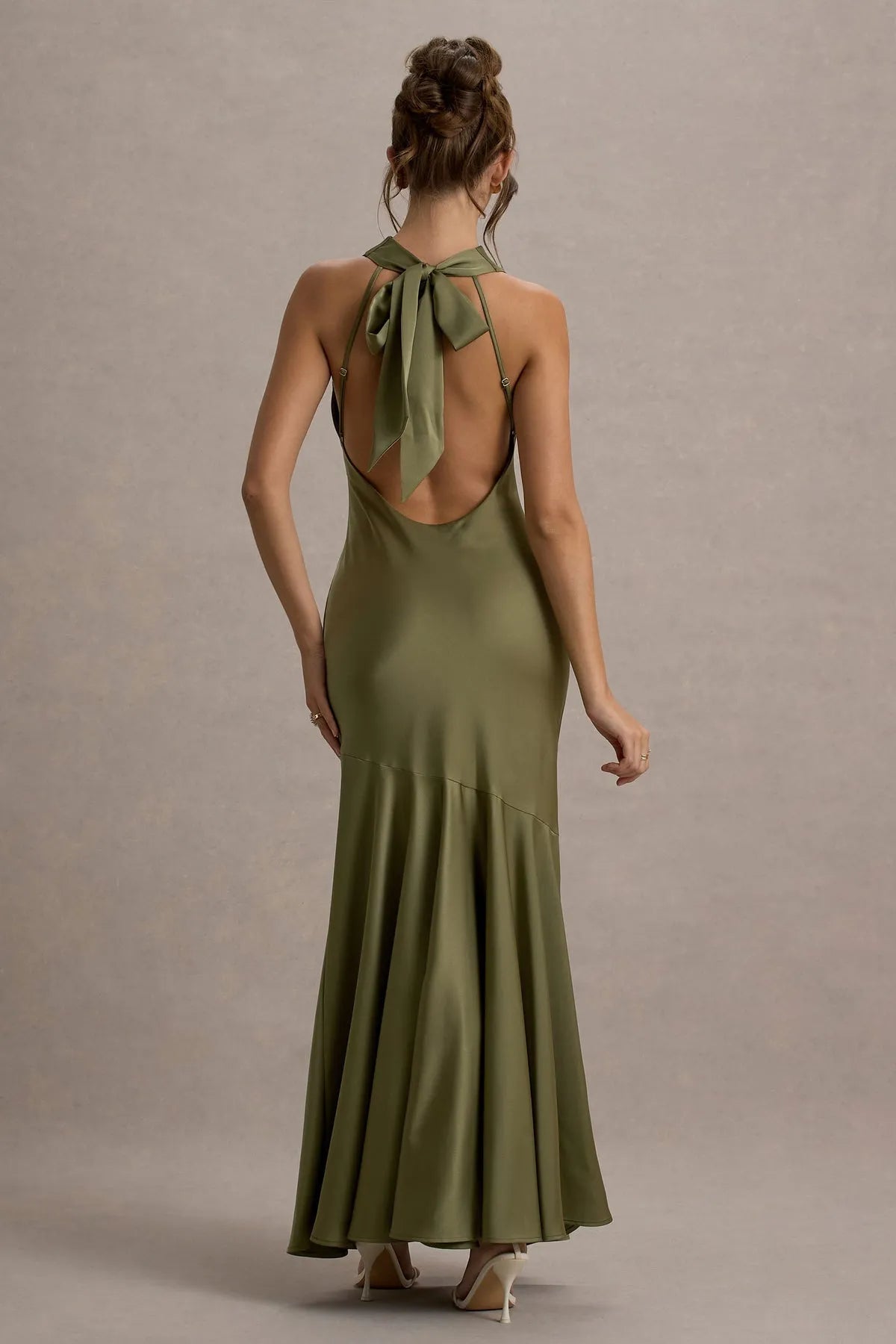 Elegant Olive Green Satin Prom Dresses with Cowl Neckline and Mermaid Hem  A Perfect Blend of Sophistication and Allure